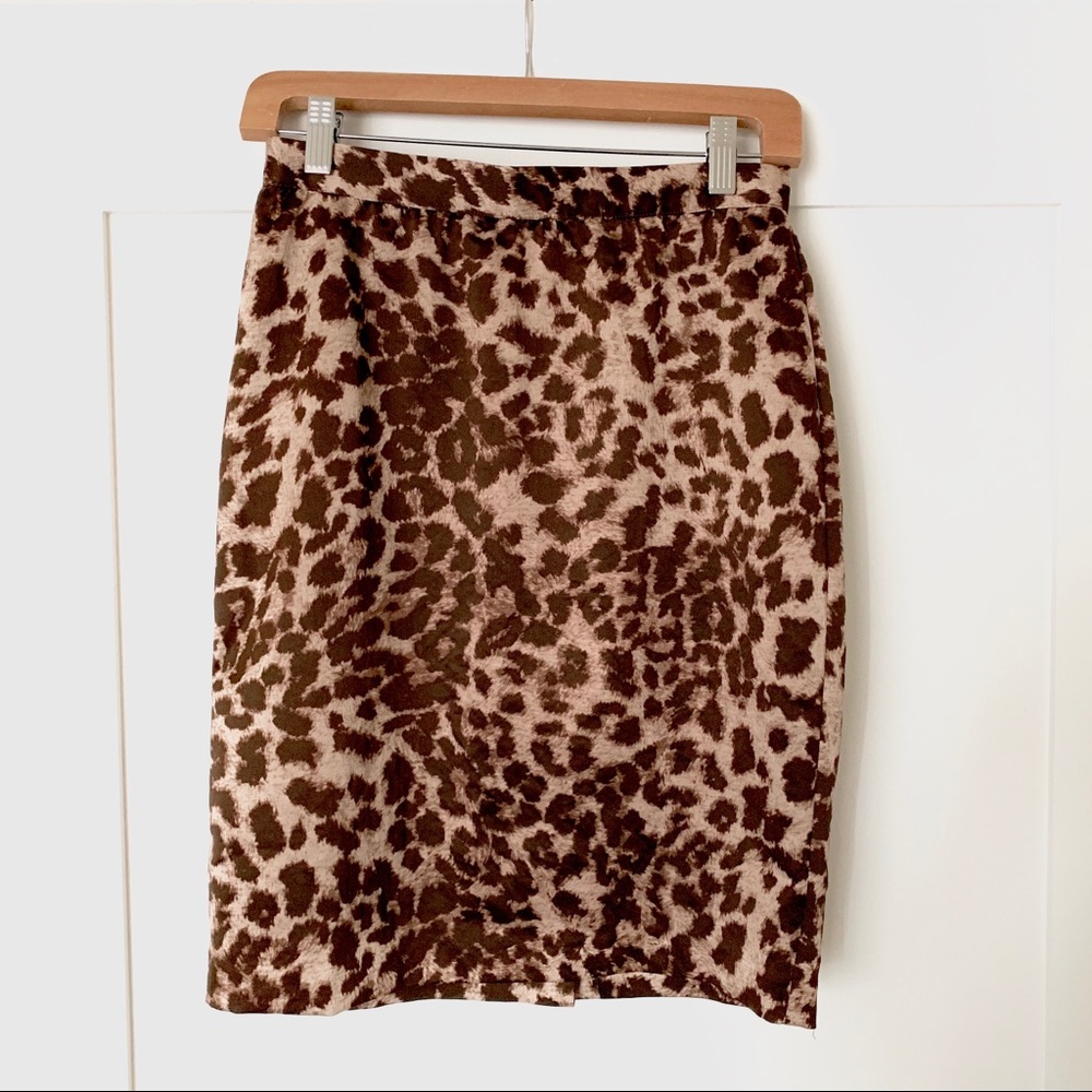 Club Monaco Leopard Pencil Satin Skirt